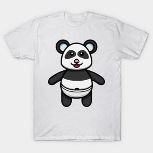Sticker and Label Of Cute Baby Panda Character T-Shirt
